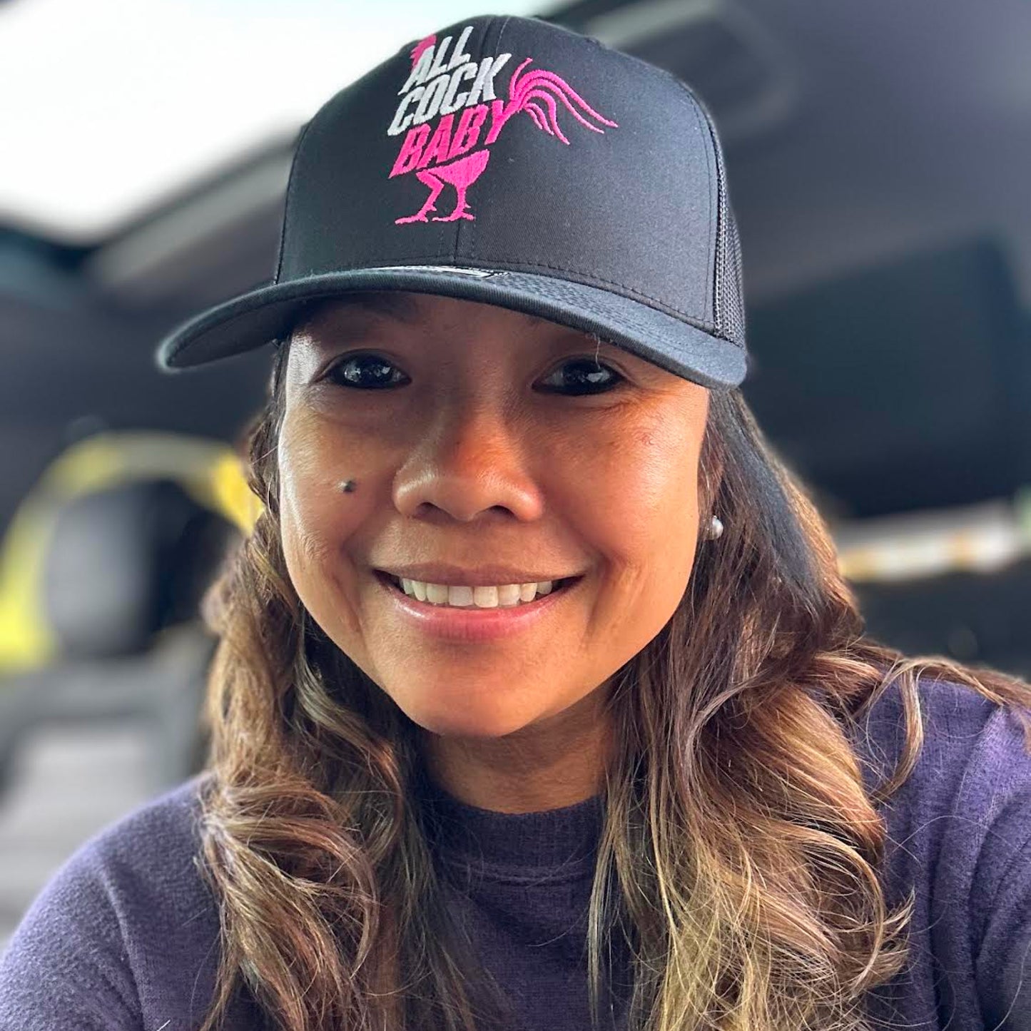 Black Signature ACB Trucker Hat – Pink and White Embroidery