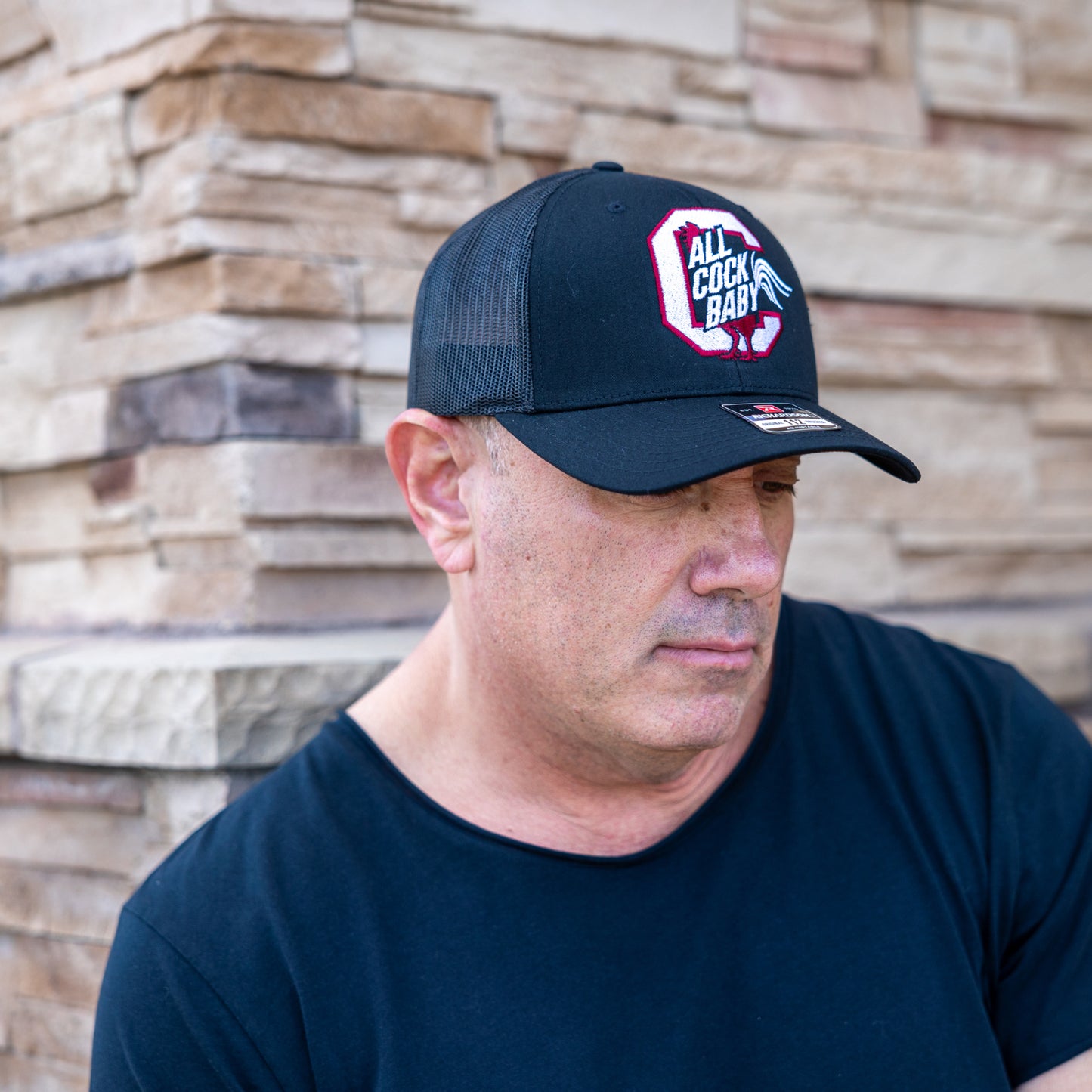 Black Trucker Hat – Gamecock Logo with Maroon and White Embroidery